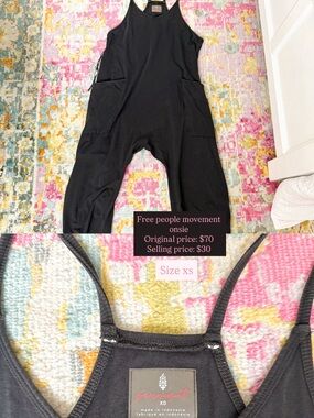 Free People Black Movement Onesie Jumpsuit